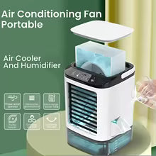 HOMEFISH Air Conditioner Portable Fan Desktop Dual Spray Ultrasonic Atomization 3-Speed Mute Air Cooler Night Light Electric Fan